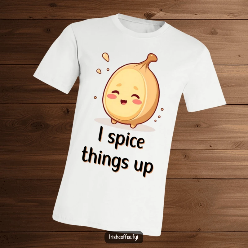 Funny t-shirt featuring a winking nutmeg character grating itself, ideal for a humorous and self-reliant statement.
