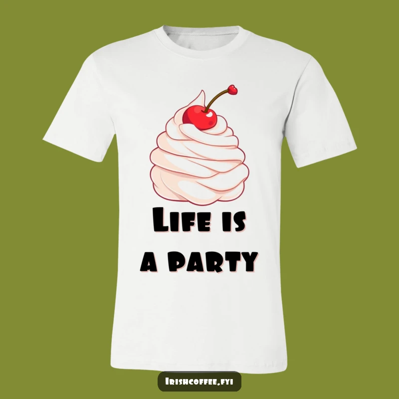 Funny Whipped Cream T-Shirt: Twirling Cherry Design, A Sweet and Hilarious Wearable Treat