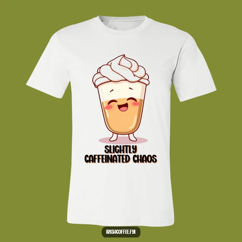 Funny Coffee Wobble T-Shirt: Giggling Character, Whipped Cream Hair Tee, Gift