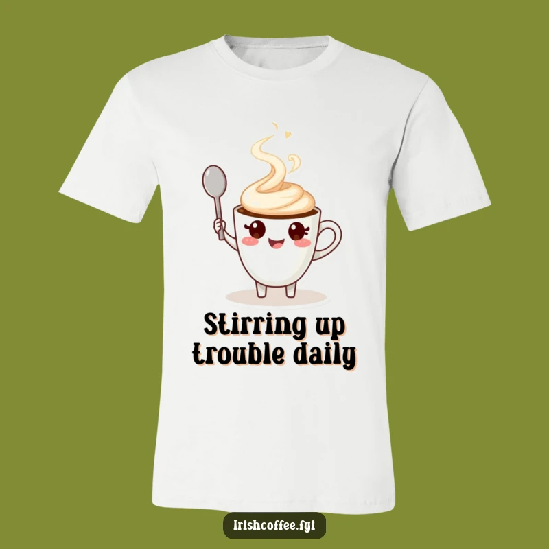 Funny T-Shirt Featuring a Waving Coffee Cup Character a Cheerful Gift
