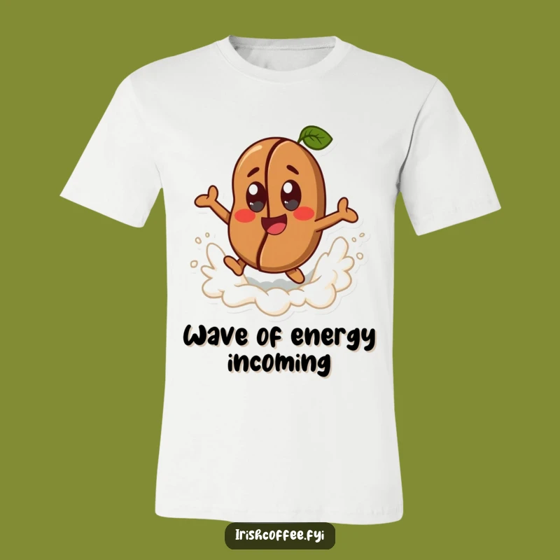 Funny Coffee Bean T-Shirt - Joyful Leap & Caffeine Enthusiast Apparel