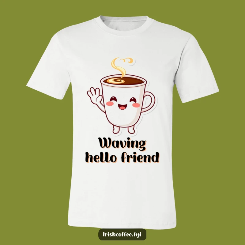 Funny Coffee Character Wave T-Shirt - Spread Smiles with Every Wear!