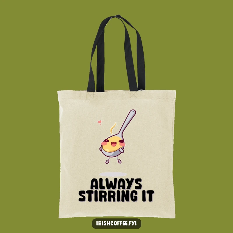 Funny Happy Teaspoon Stirring Playfully Tote Bag: Carry Fun Everywhere!