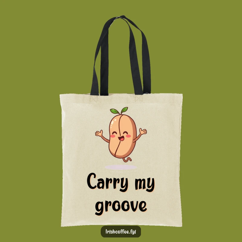 Funny Tote Bag with a Dancing Coffee Bean Character for Your Essentials