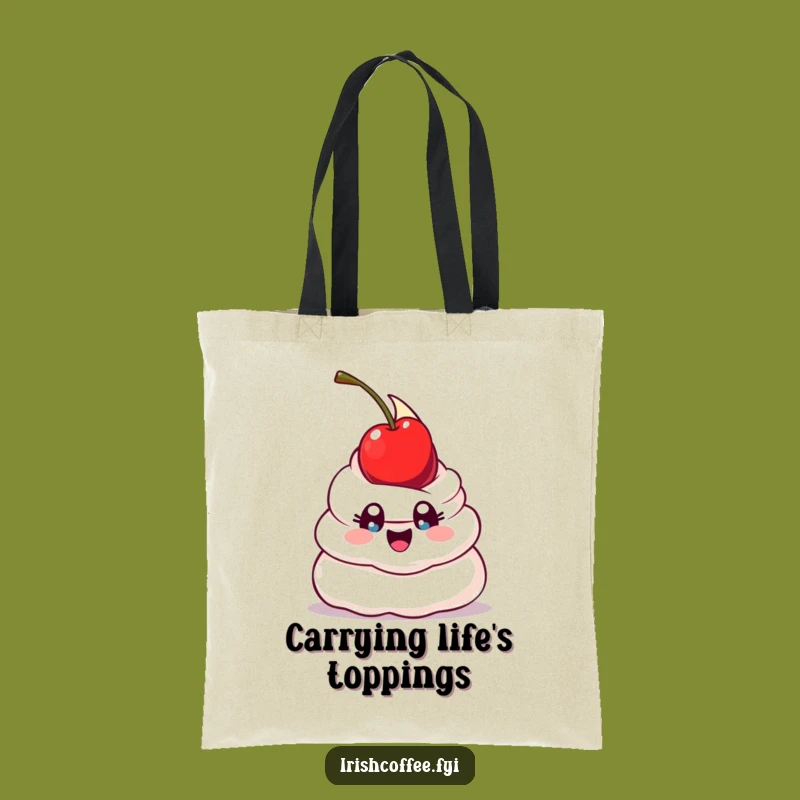 Funny Whipped Cream Balance Tote Bag: Carry Dessert Fun with a Wobbling Dollop, Essential Funny Gift