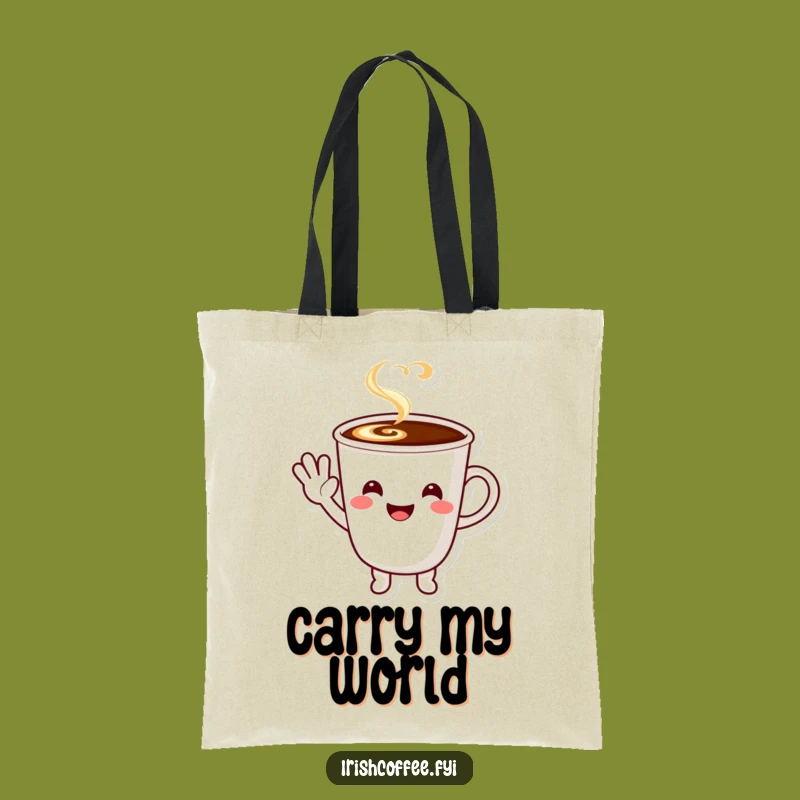 Funny Coffee Character Wave Tote Bag - Carry Your Greetings with Style