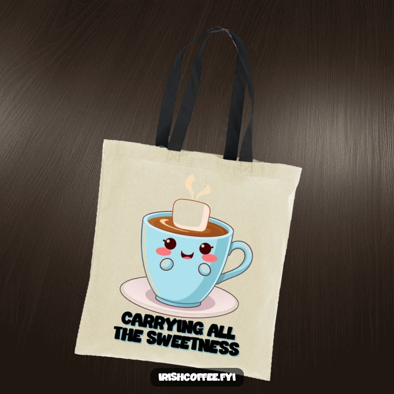 Funny tote bag featuring a happy and mischievous giggling sugar cube, perfect for carrying groceries or daily essentials with a smile.