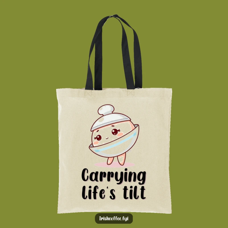 Funny Saucer Tipping Tote Bag: Tableware Character Carryall, Ideal Funny Gift!